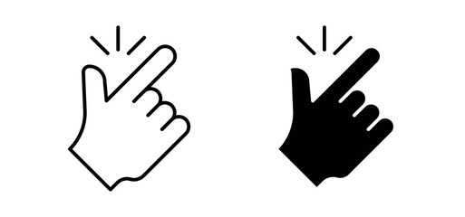 Finger snapping icons in black and white colors