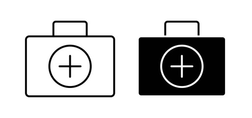 First aid box icons in black and white colors