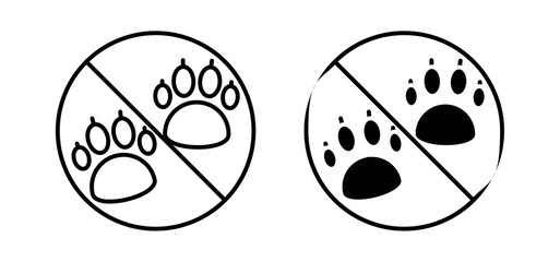 Forbidden dog pet signs set in black and white colors