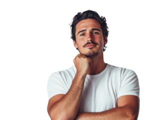 Confident young man posing thoughtfully