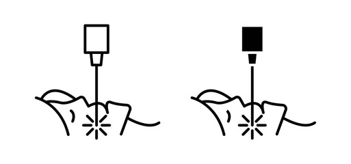 Laser anti aging beauty icons in black and white colors