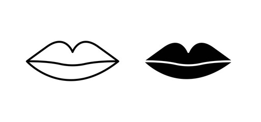 Lips icons in black and white colors