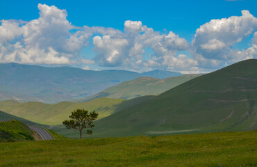 Pambak valley and Bazum mountain range scenic view from Spitak Pass (Tsilkar, Armenia)