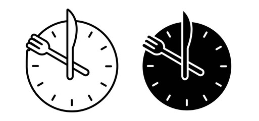 Lunch time icons in black and white colors