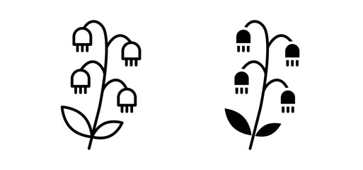 May lily icons in black and white colors