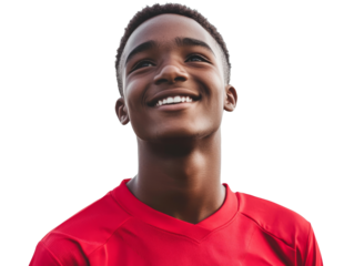 Confident young athlete in red jersey