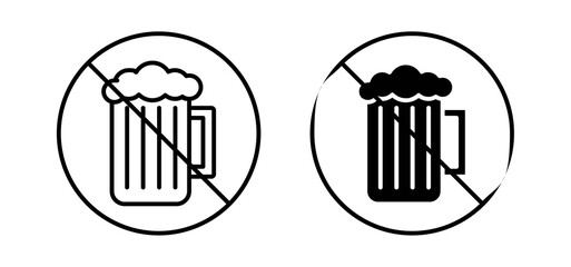 No alcohol sign vector in black and red colors