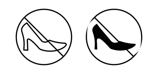 No high heels sign vector in black and red colors