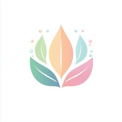 Fototapeta premium Calming wellness logo with leaves and water, minimalistic design