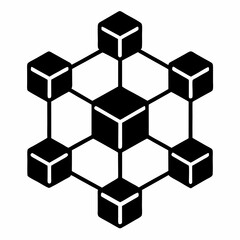 Obraz premium Blockchain Network Silhouette Vector Art