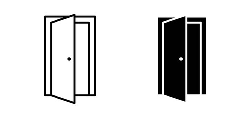 Open door icons in black and white colors