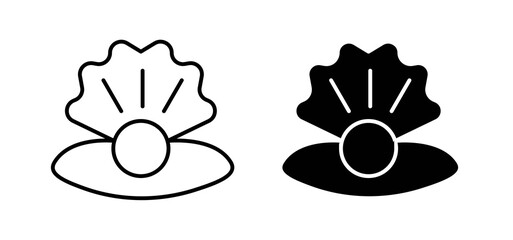 Pearl in the open shell icons in black and white colors