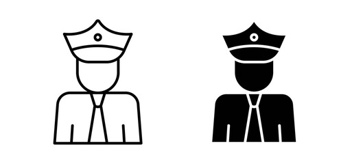 Police icons in black and white colors