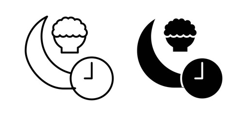 Ramadan iftar icons in black and white colors