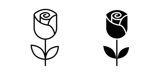 Rose flower icons in black and white colors