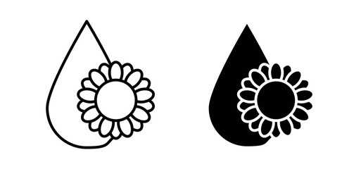 Sunflower oil icons in black and white colors