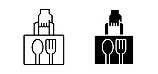 Take away food icons in black and white colors