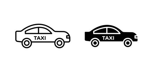 Taxi icons in black and white colors