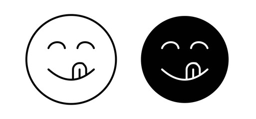 Fototapeta premium Yummy smile emoji icons in black and white colors