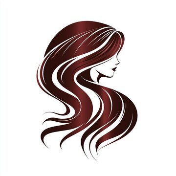 woman profile burgundy hair flowing clip art preview