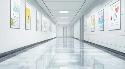 Empty pediatric clinic featuring vaccination posters, conveying a message of preparedness and public health awareness in a serene and hygienic environment.