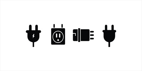 Plug socket icon set illustration on white background. 