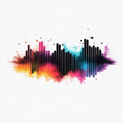 Fototapeta premium Music production logo: neon colors and dynamic waves on a white background