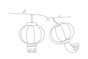 Red lanterns concept one-line drawing