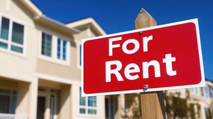 Naklejka premium For rent sign displayed on a residential building, symbolizing opportunities for new beginnings and the dynamic nature of urban living.