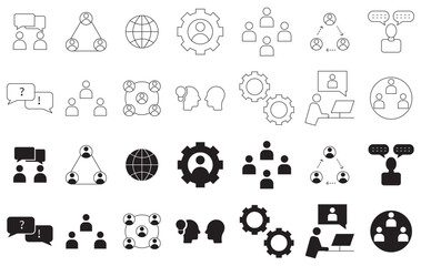 Teamwork and communication icon set