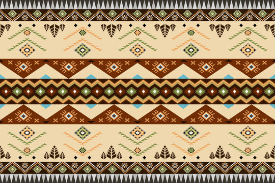 Bohemian  decor style. It Boho geometric ornament. Ikat seamless pattern. Native ornament. Vector seamless pattern. Mexican blanket, rug. Woven carpet