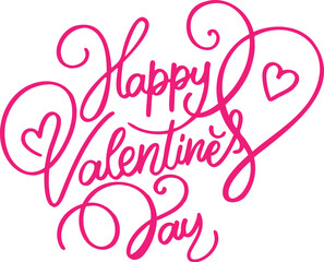happy valentine's day handwritten typography continuous line art style