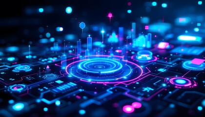 Blue and pink Abstract Artificial Intelligence wallpaper with Glowing Data Streams and Futuristic Design