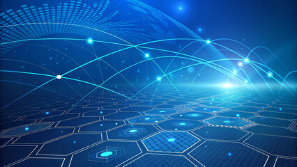 Fototapeta premium An Engaging Futuristic Blue Digital Grid Background That Captivates with Its Innovative Design