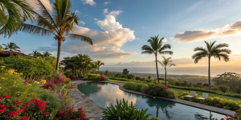 Fototapeta premium Immerse Yourself in a Peaceful Oasis of Tropical Beauty and Serenity