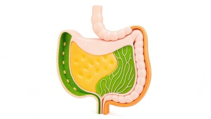 A colorful anatomical model showcasing the human digestive system, highlighting organs like the stomach and intestines.