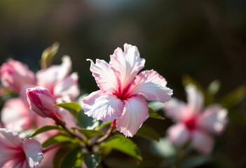 Fototapeta premium a beautiful pink flower blossom with white petals