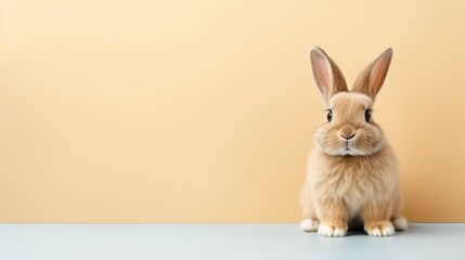 Obraz premium cute animal pet rabbit or bunny brown color smiling and laughing isolated with copy space for easter background, rabbit, animal, pet, cute, fur, ear, mammal, background, celebration