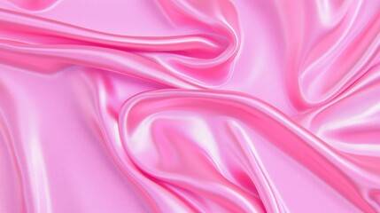 A pink silk fabric with a wavy folds pattern.