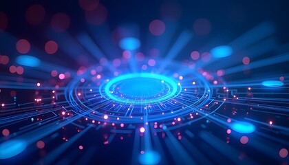 Blue Abstract Artificial Intelligence wallpaper with Glowing Data Streams and Futuristic Design