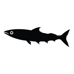 black mackerel fish icon line vector