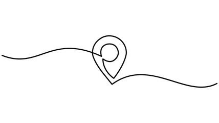 Obraz premium Location Continuous One Line Drawing, Hand drawn vector art