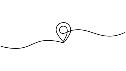 Location Continuous One Line Drawing, Hand drawn vector art