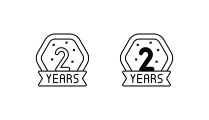 2nd year icon design with white background stock illustration