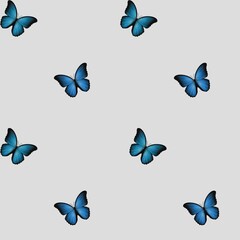 Delicate blue butterfly pattern for textile and wrapping design