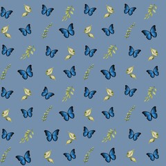 Fototapeta premium Intricate butterfly pattern on textile fabric for wrapping and packaging