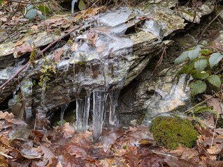 Fototapeta premium Stalactites sur rocher