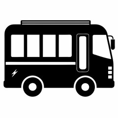 Electric Bus Silhouette Vector Art