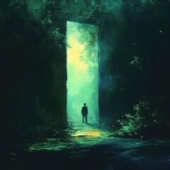 Fototapeta premium Surreal Journey Through a Mysterious Doorway