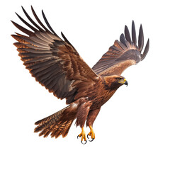 Obraz premium Golden eagle soaring gracefully in bright sky